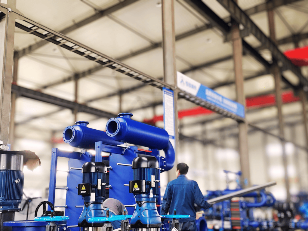 Water-water heat exchange system installation