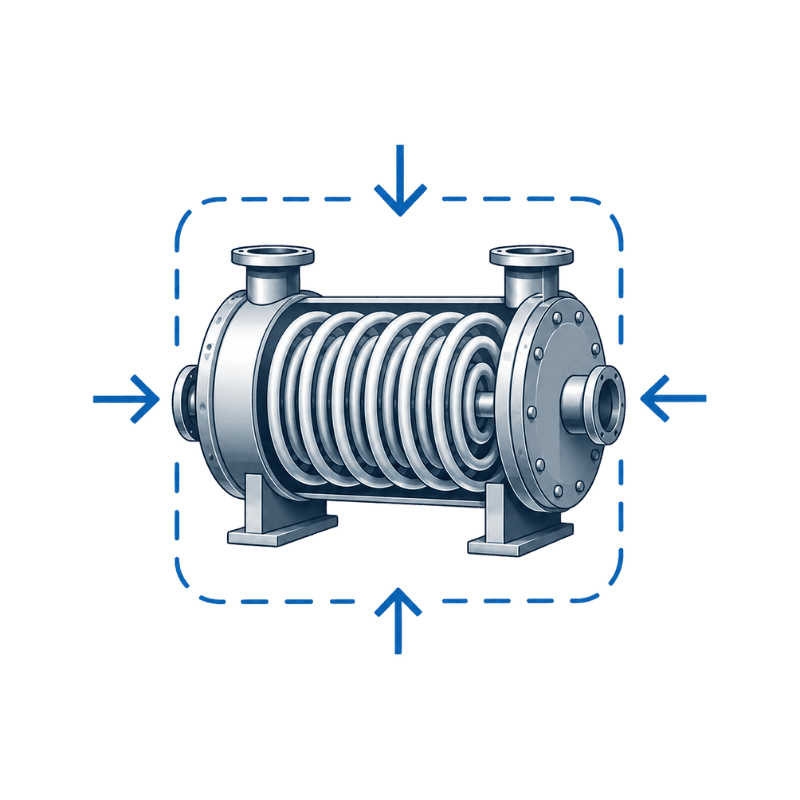 Compact footprint icon for spiral wound tube heat exchanger
