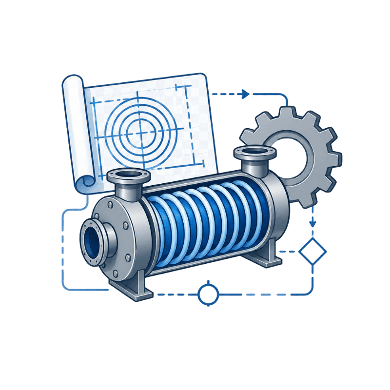 Custom process design icon for spiral wound tube heat exchanger