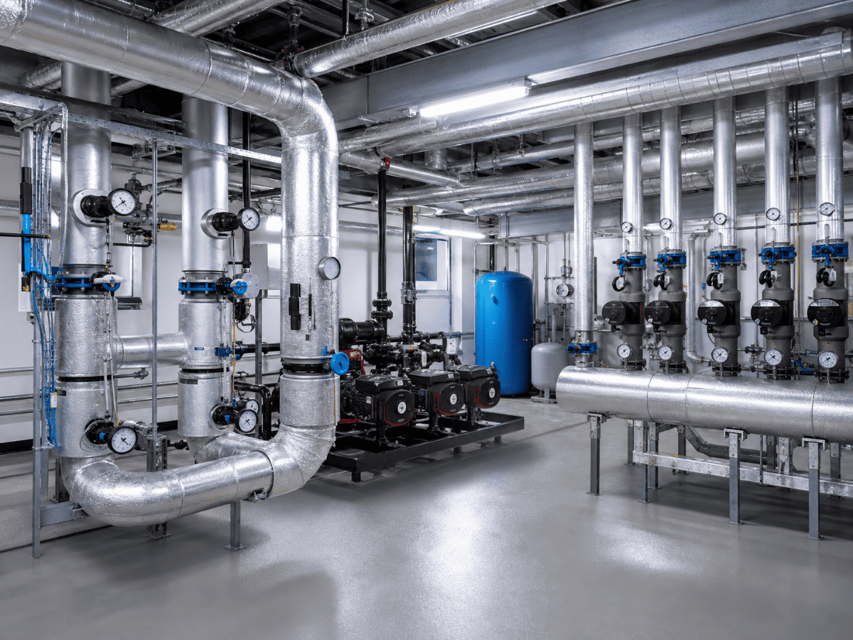District heating and space heating application with primary and secondary water loops