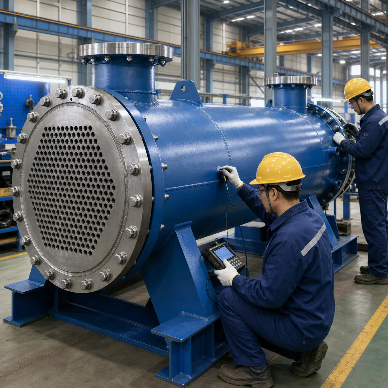 Manufacturing quality inspection and non destructive testing for shell and tube heat exchanger pressure vessel